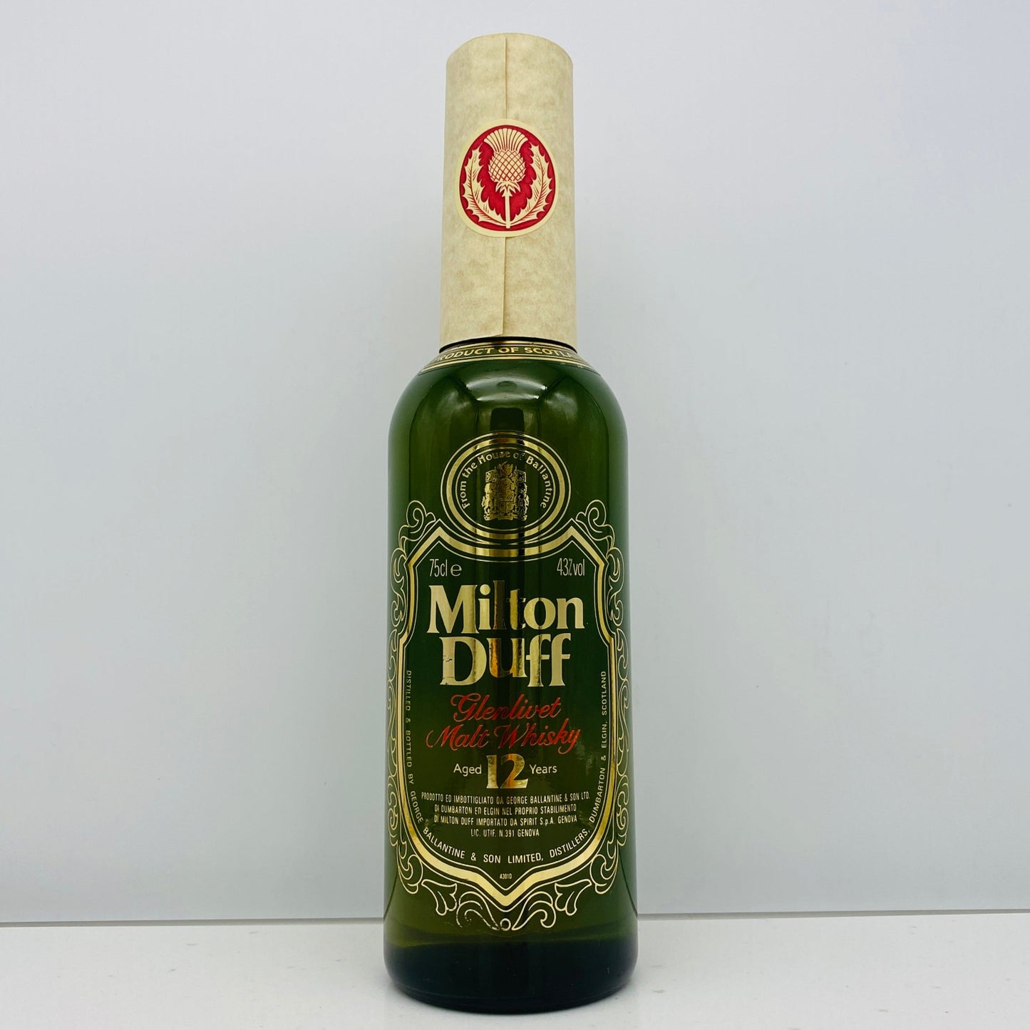 1980年代半ばイタリア市場流通、ミルトンダフ （MILTONDUFF）12年、750ml, 43%  #145
