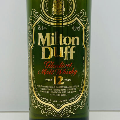 1980年代半ばイタリア市場流通、ミルトンダフ （MILTONDUFF）12年、750ml, 43%  #145