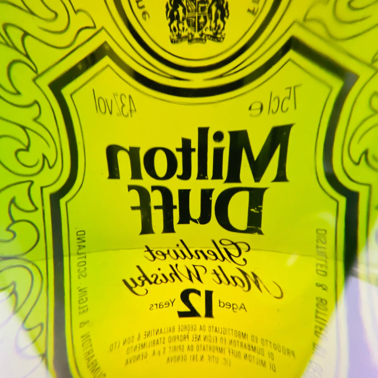 1980年代半ばイタリア市場流通、ミルトンダフ （MILTONDUFF）12年、750ml, 43%  #145