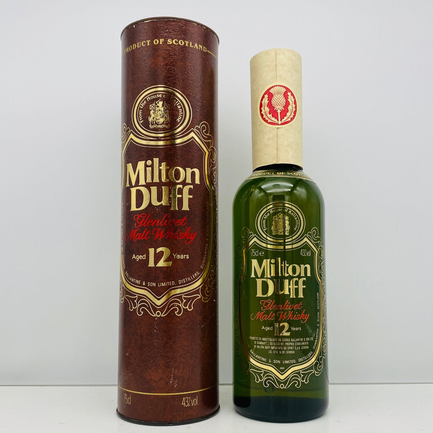 1980年代半ばイタリア市場流通、ミルトンダフ （MILTONDUFF）12年、750ml, 43%  # 146