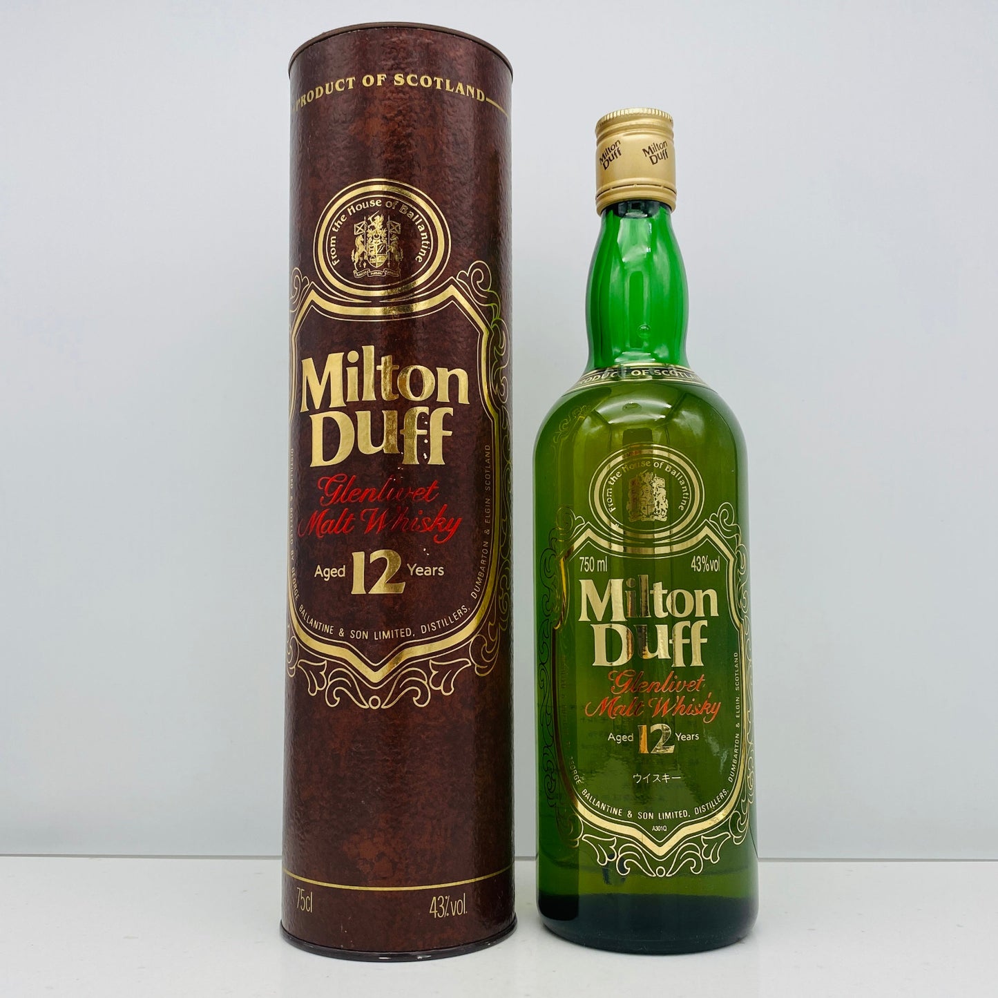 1990年代前半日本市場向けサントリー社輸入品、ミルトンダフ （MILTONDUFF）12年、750ml, 43%  #147