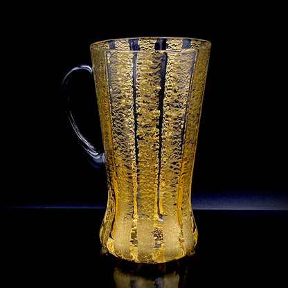 現代の名工 厚生労働大臣表彰ガラス工芸家 大坪 修 作 『金十草手付杯』 和のビアジョッキ ハイボールグラス 赤坂迎賓館シャンデリア復元作家  #463
