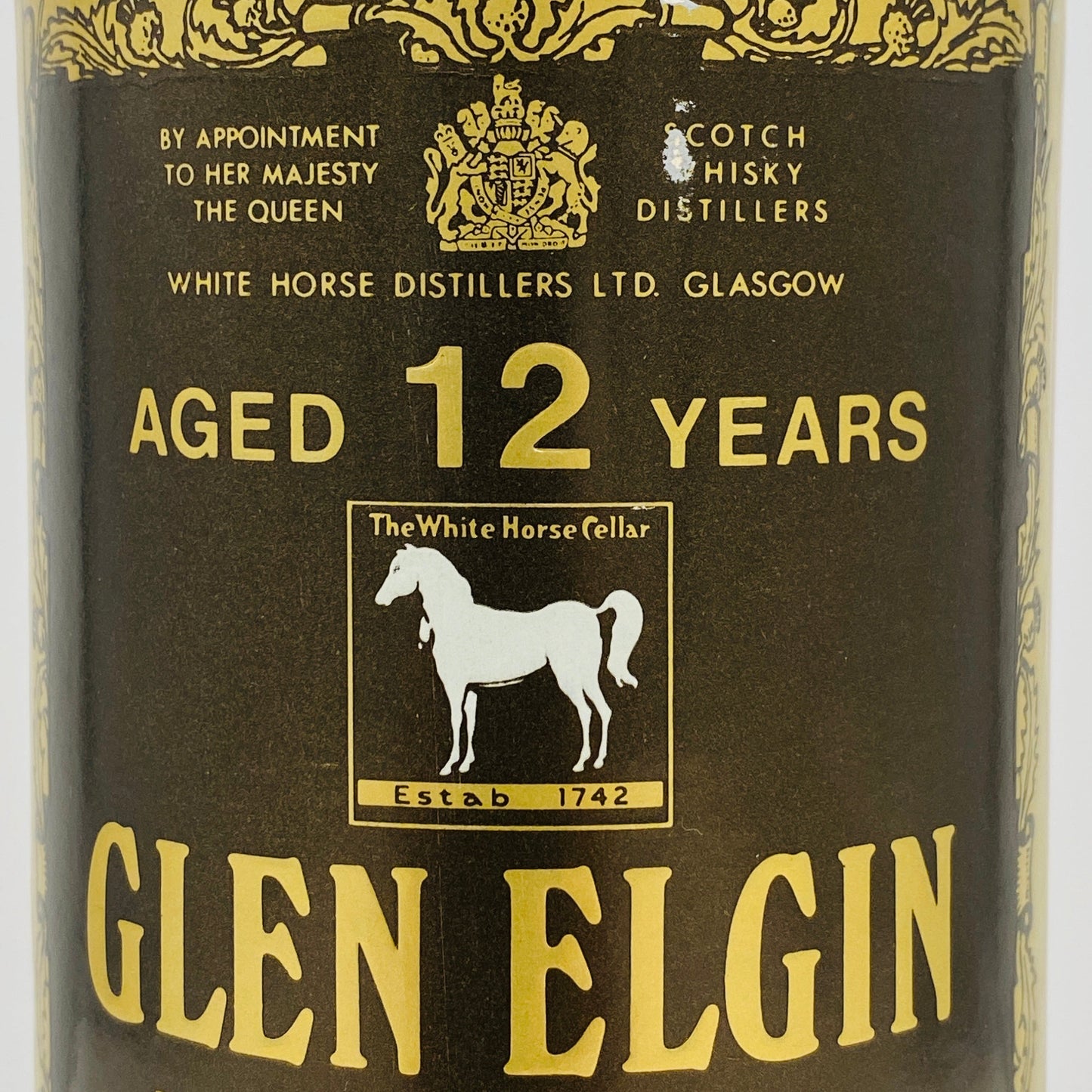 1970年代半ば流通、WHITE HORSE DISTILLERS LTD. グレンエルギン（GLEN ELGIN）12年、750ml、43% #150