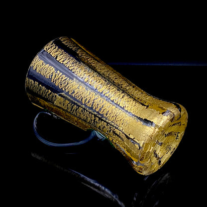 現代の名工 厚生労働大臣表彰ガラス工芸家 大坪 修 作 『金十草手付杯』 和のビアジョッキ ハイボールグラス 赤坂迎賓館シャンデリア復元作家  #463