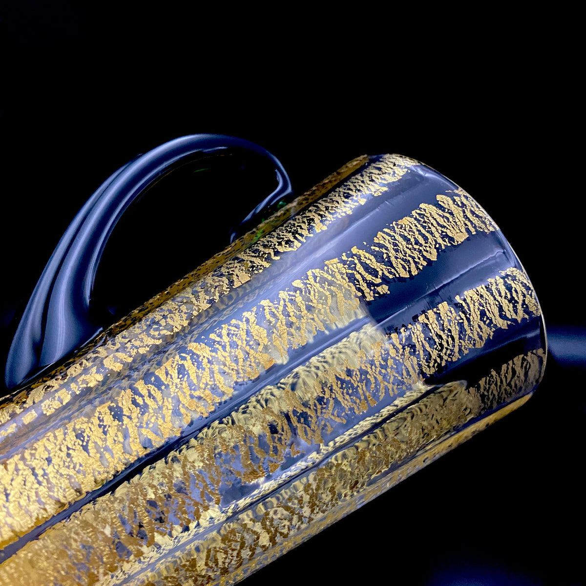 現代の名工 厚生労働大臣表彰ガラス工芸家 大坪 修 作 『金十草手付杯』 和のビアジョッキ ハイボールグラス 赤坂迎賓館シャンデリア復元作家  #463