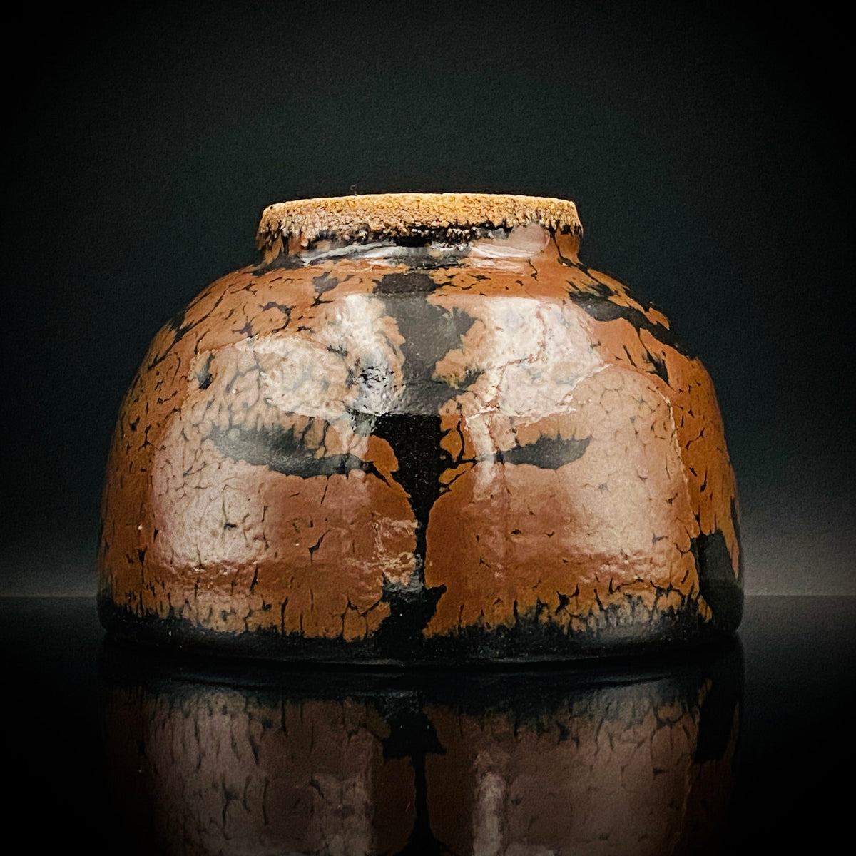 宮内庁東宮御所御用品制作作家 木村 一郎 作 黒柿釉茶盌 和のロックグラス 古酒用酒器  #464