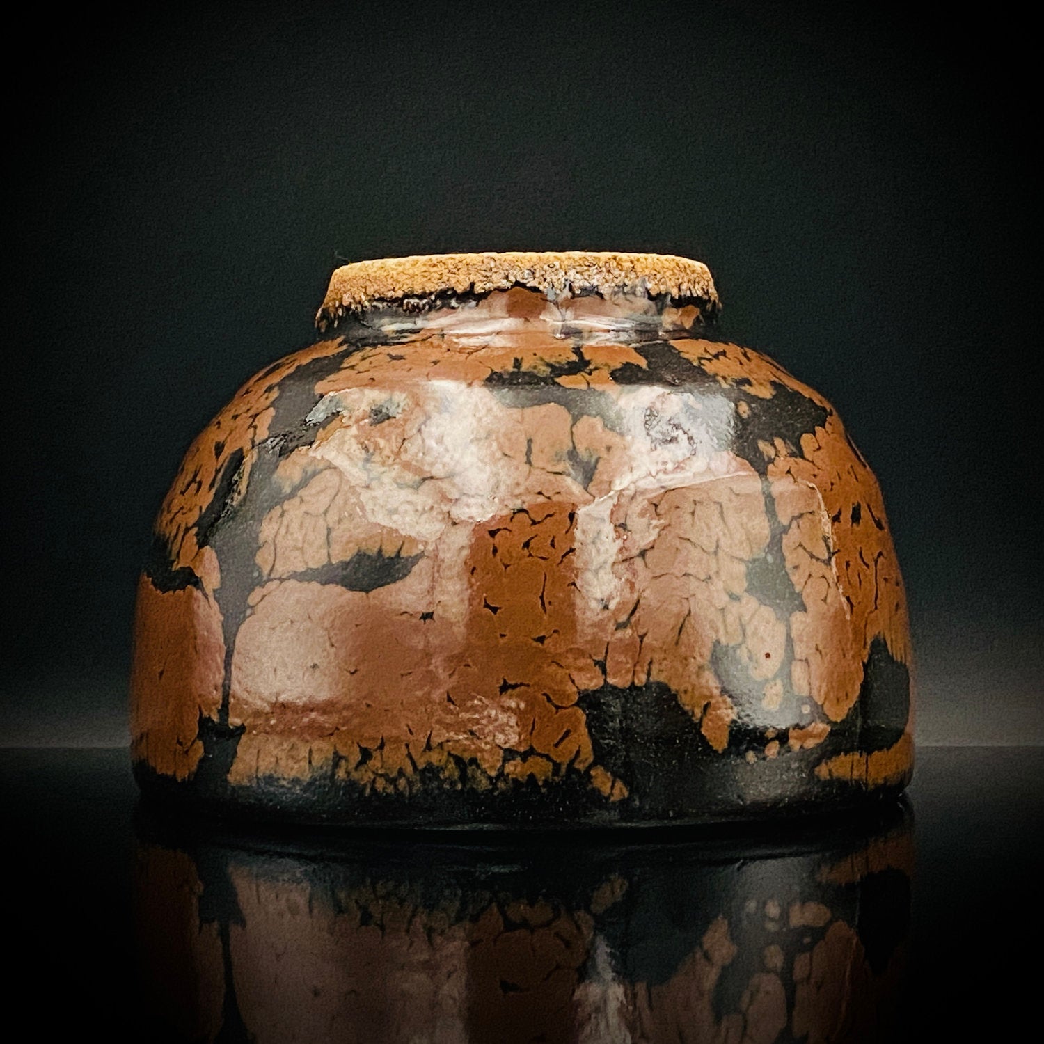 宮内庁東宮御所御用品制作作家 木村 一郎 作 黒柿釉茶盌 和のロック