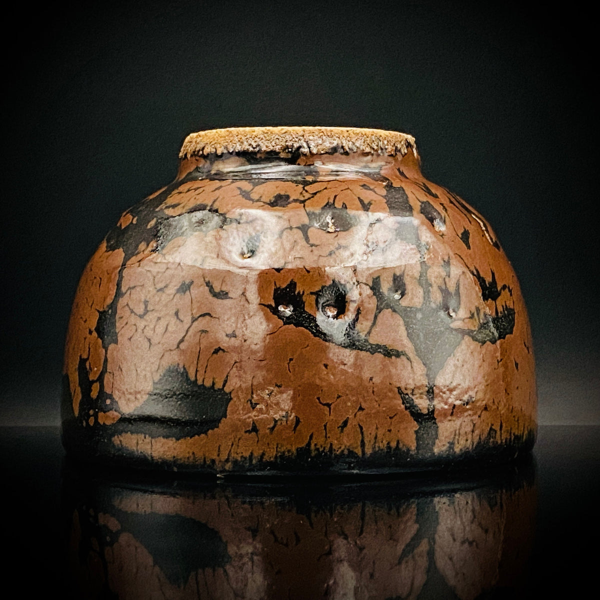 宮内庁東宮御所御用品制作作家 木村 一郎 作 黒柿釉茶盌 和のロックグラス 古酒用酒器  #464