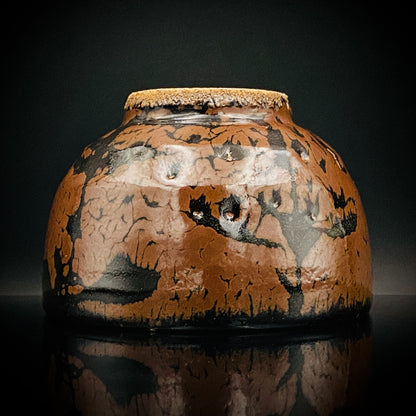 宮内庁東宮御所御用品制作作家 木村 一郎 作 黒柿釉茶盌 和のロックグラス 古酒用酒器  #464