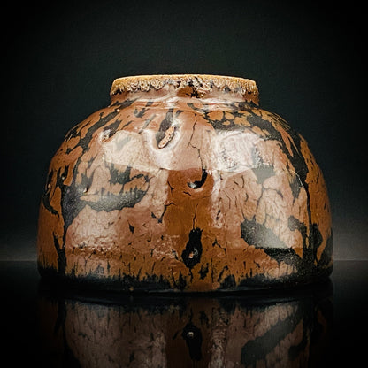 宮内庁東宮御所御用品制作作家 木村 一郎 作 黒柿釉茶盌 和のロックグラス 古酒用酒器  #464