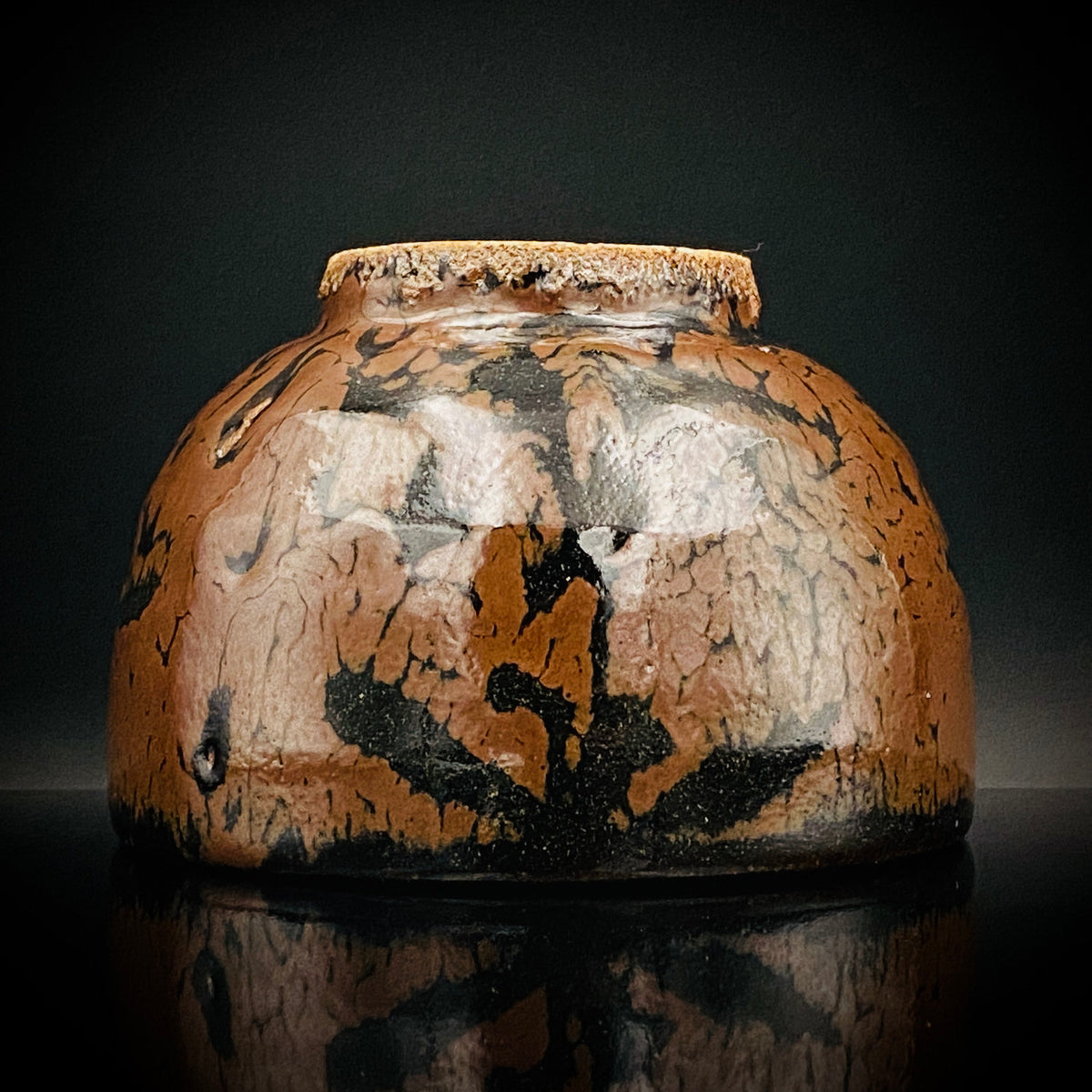 宮内庁東宮御所御用品制作作家 木村 一郎 作 黒柿釉茶盌 和のロックグラス 古酒用酒器  #464