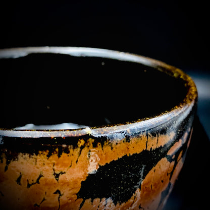 宮内庁東宮御所御用品制作作家 木村 一郎 作 黒柿釉茶盌 和のロックグラス 古酒用酒器  #464