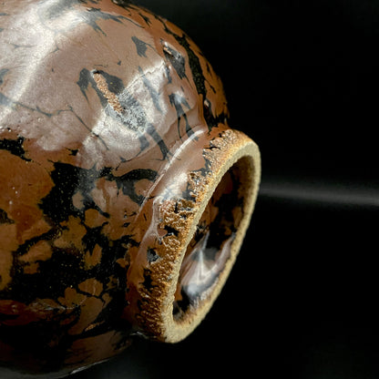 宮内庁東宮御所御用品制作作家 木村 一郎 作 黒柿釉茶盌 和のロックグラス 古酒用酒器  #464