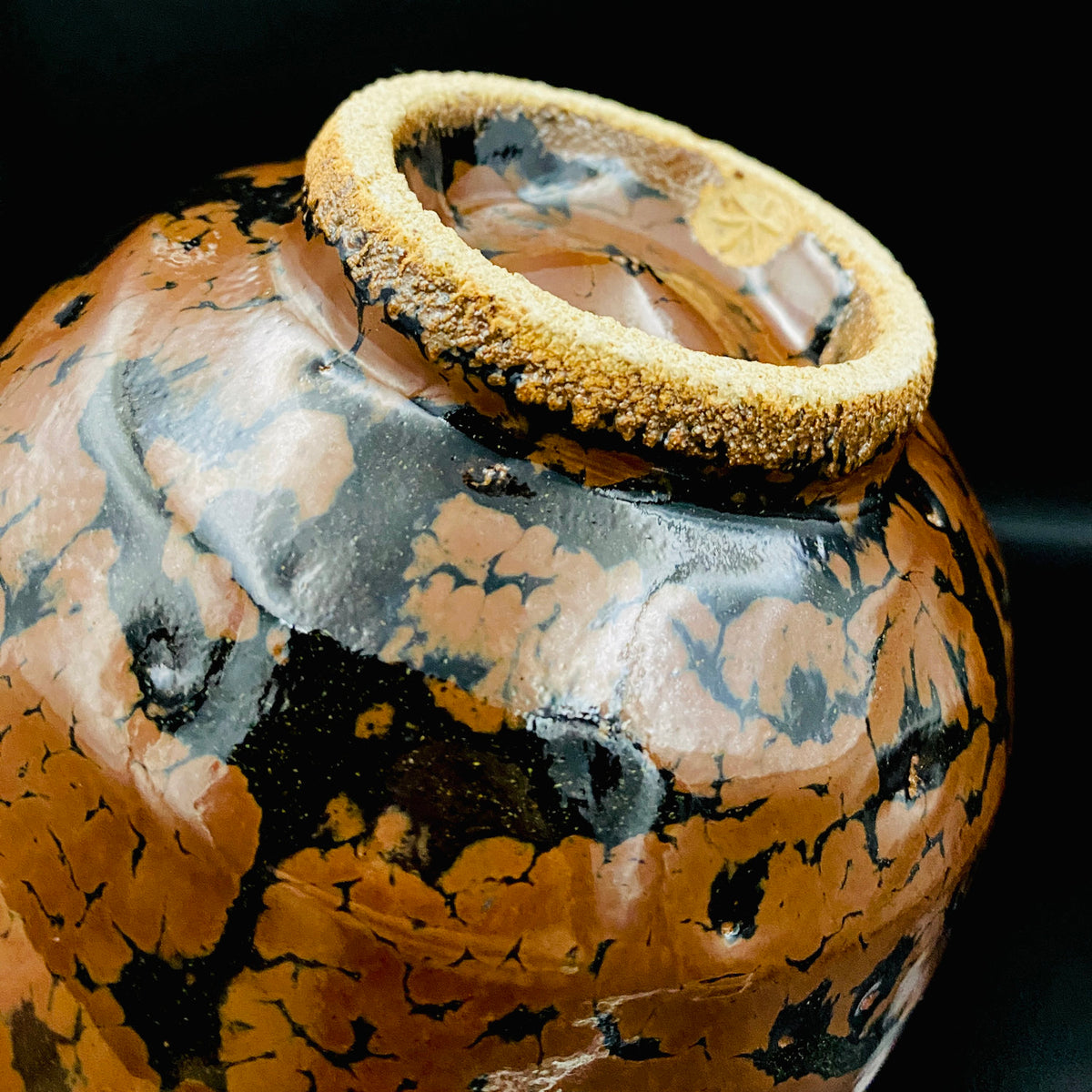 宮内庁東宮御所御用品制作作家 木村 一郎 作 黒柿釉茶盌 和のロックグラス 古酒用酒器  #464