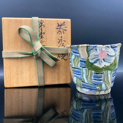 内田泰秀 晚年成熟期的杰作，失传的幻之技法“表里贯通锦练上手”陶瓷威士忌杯 #156