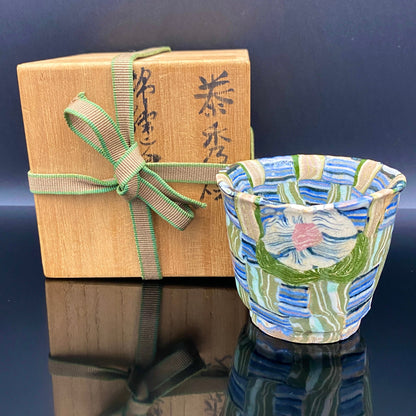 内田泰秀 晚年成熟期的杰作，失传的幻之技法“表里贯通锦练上手”陶瓷威士忌杯 #156