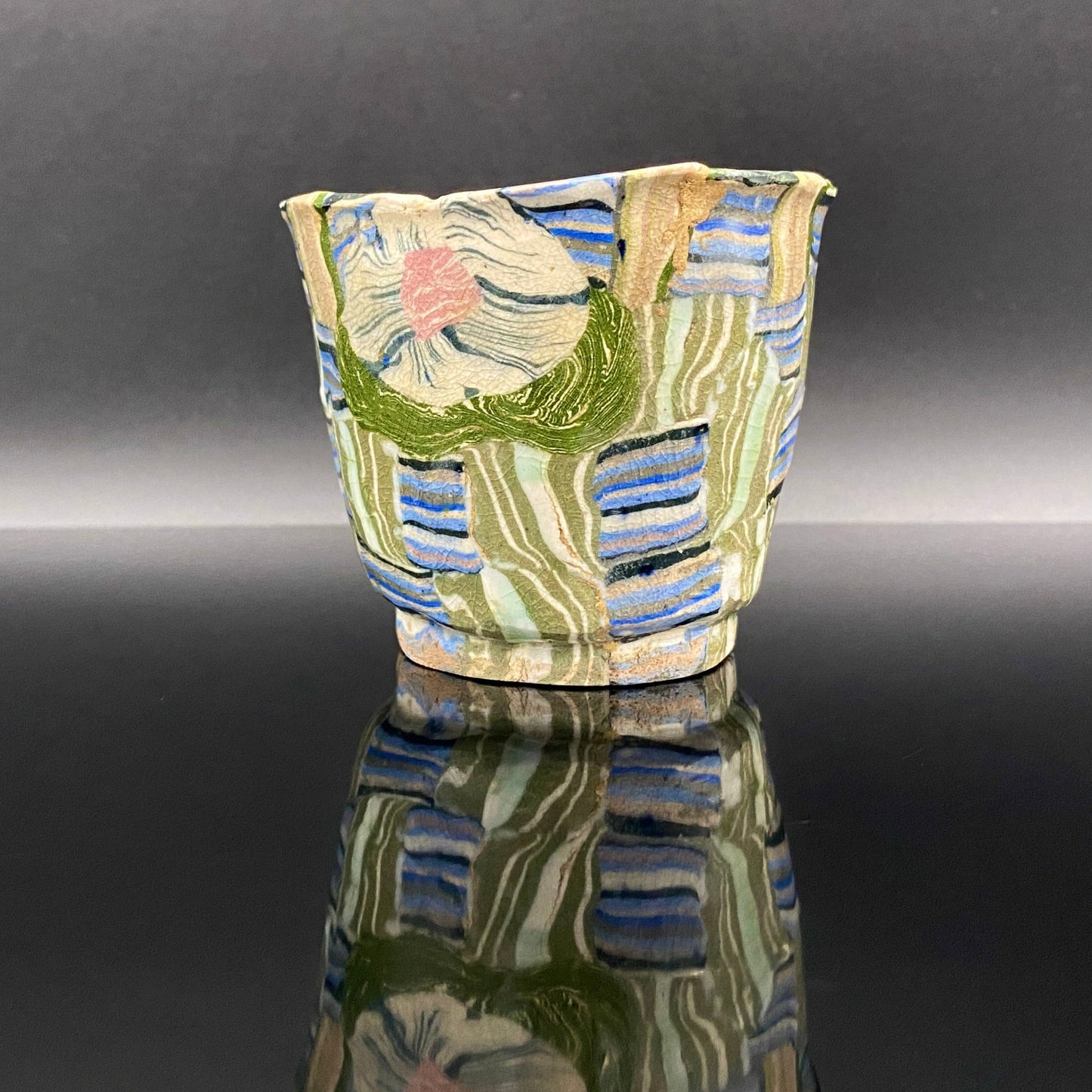 内田泰秀 晚年成熟期的杰作，失传的幻之技法“表里贯通锦练上手”陶瓷威士忌杯 #156