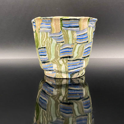 内田泰秀 晚年成熟期的杰作，失传的幻之技法“表里贯通锦练上手”陶瓷威士忌杯 #156