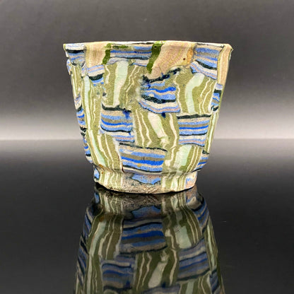 内田泰秀 晚年成熟期的杰作，失传的幻之技法“表里贯通锦练上手”陶瓷威士忌杯 #156