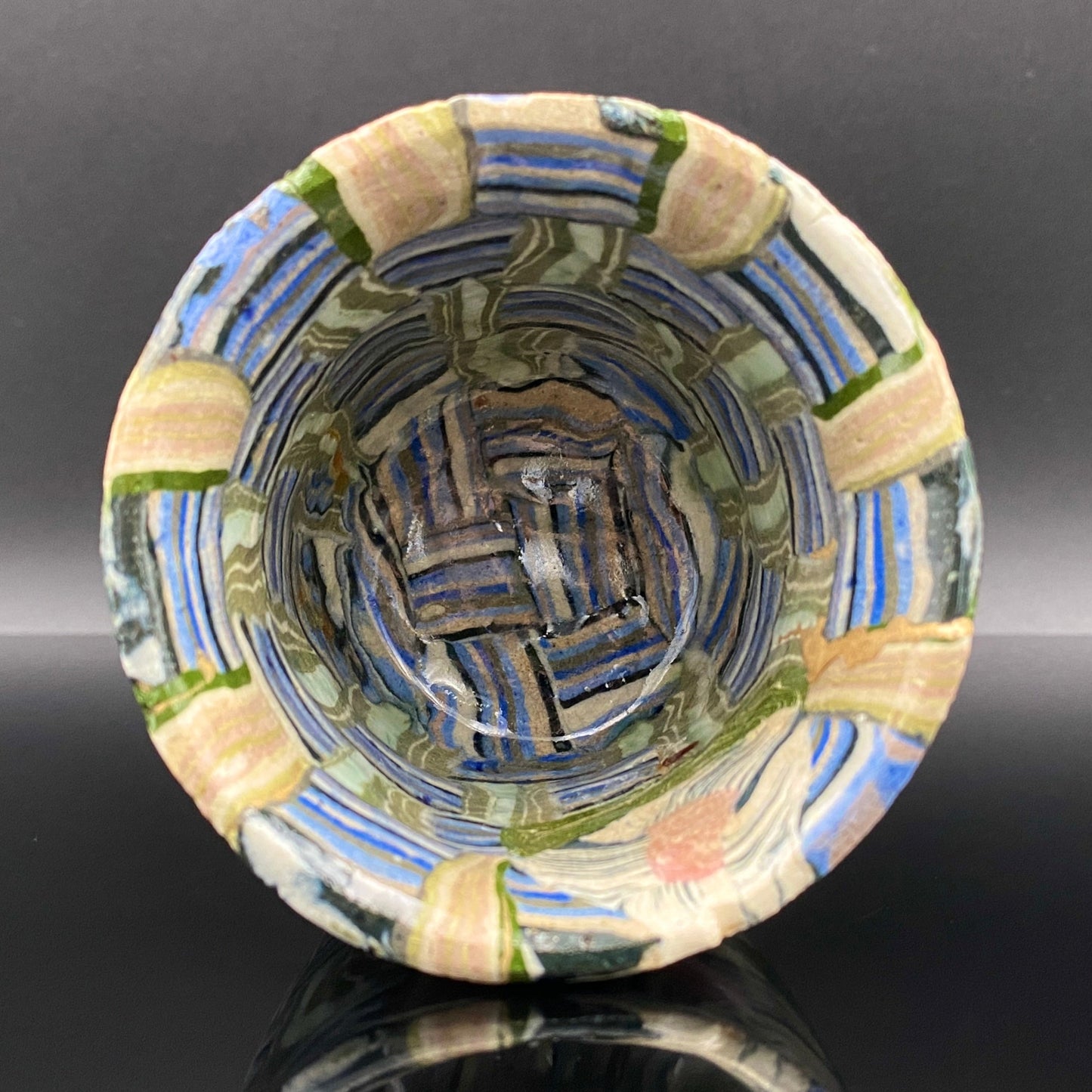 内田泰秀 晚年成熟期的杰作，失传的幻之技法“表里贯通锦练上手”陶瓷威士忌杯 #156