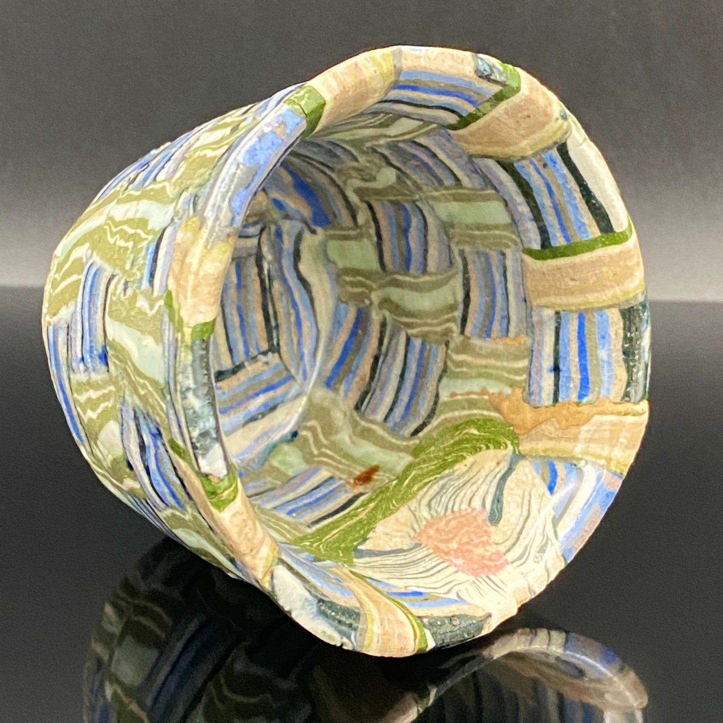 内田泰秀 晚年成熟期的杰作，失传的幻之技法“表里贯通锦练上手”陶瓷威士忌杯 #156