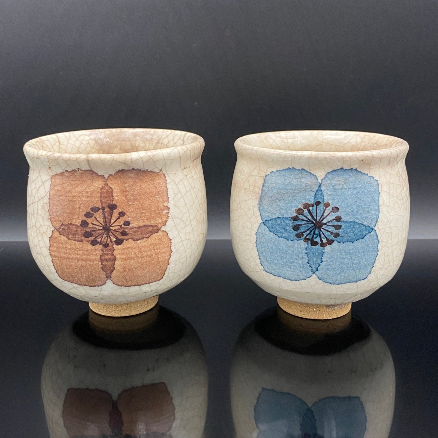 Katsumi Eguchi: Masterpiece of His Prime - Washi-Dye Floral Motif, Supreme Whiskey Rock Glass Set of Two #157