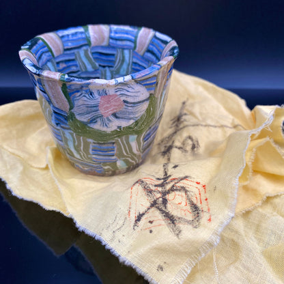 内田泰秀 晚年成熟期的杰作，失传的幻之技法“表里贯通锦练上手”陶瓷威士忌杯 #156