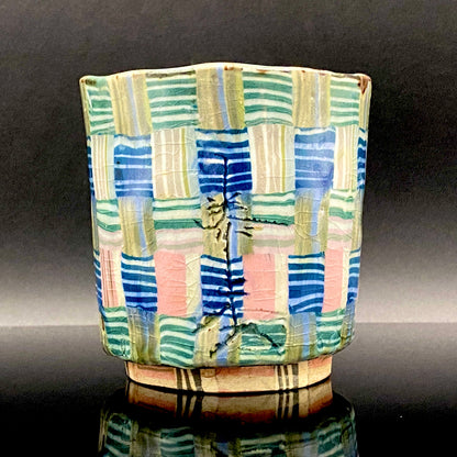 内田泰秀 晩年成熟期の傑作、失われた幻の技法「表裏貫通錦練上手」陶製ロックグラス２点セット #158