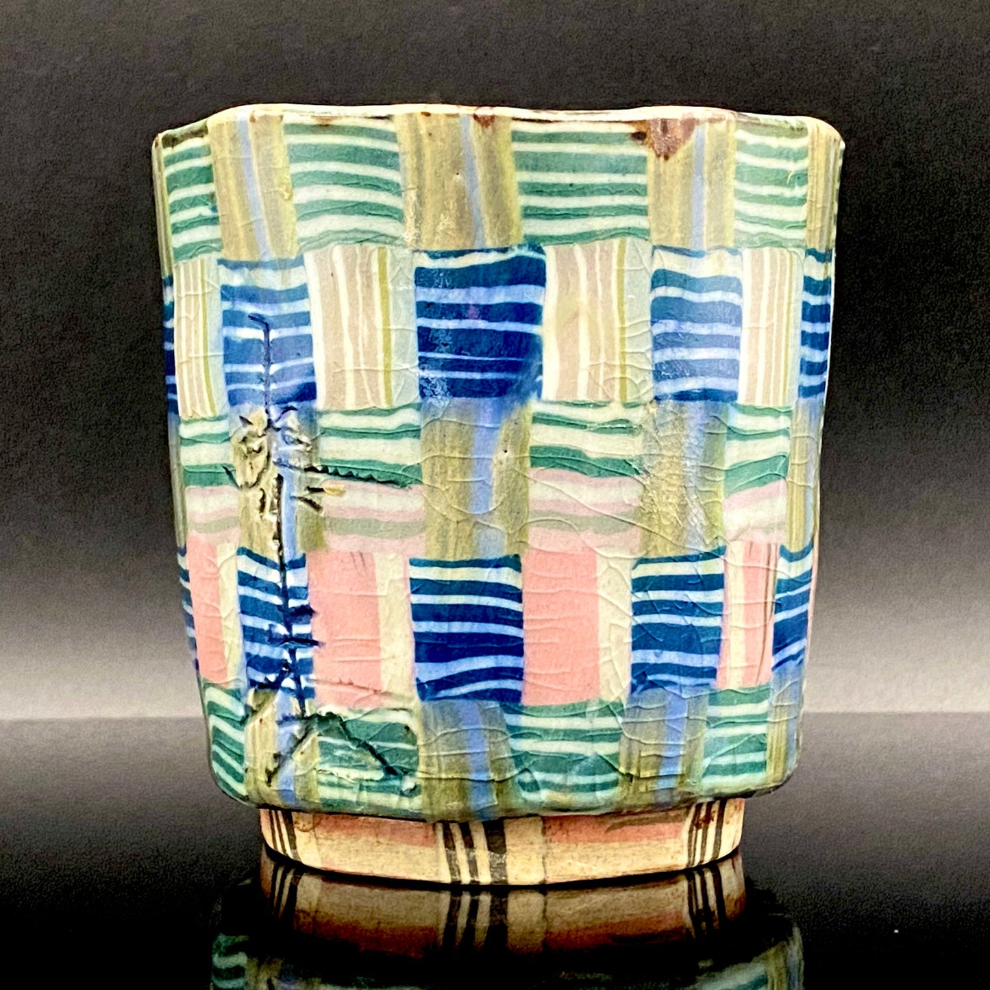 内田泰秀 晩年成熟期の傑作、失われた幻の技法「表裏貫通錦練上手」陶製ロックグラス２点セット #158