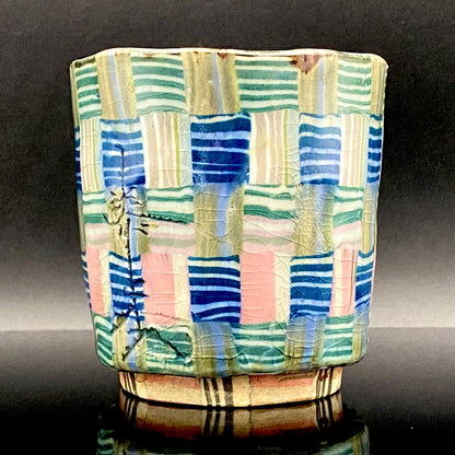 内田泰秀 晩年成熟期の傑作、失われた幻の技法「表裏貫通錦練上手」陶製ロックグラス２点セット #158