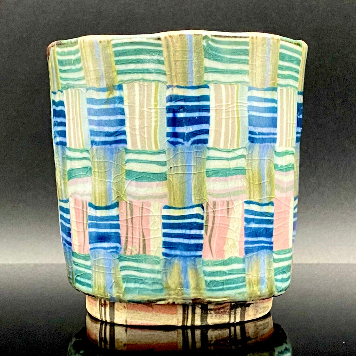 内田泰秀 晩年成熟期の傑作、失われた幻の技法「表裏貫通錦練上手」陶製ロックグラス２点セット #158