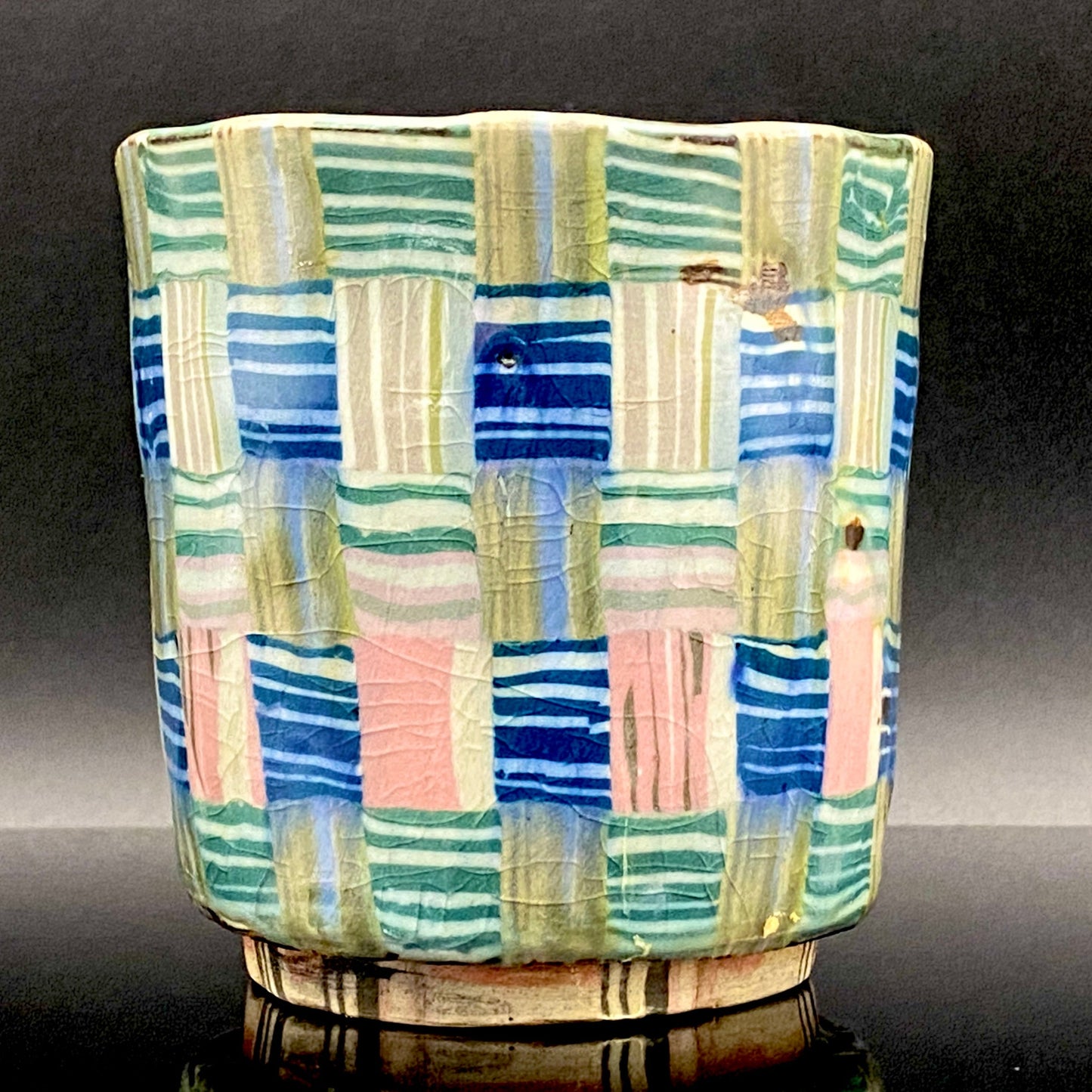 内田泰秀 晩年成熟期の傑作、失われた幻の技法「表裏貫通錦練上手」陶製ロックグラス２点セット #158