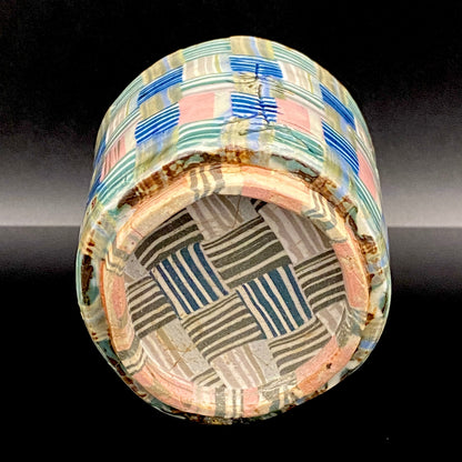 内田泰秀 晩年成熟期の傑作、失われた幻の技法「表裏貫通錦練上手」陶製ロックグラス２点セット #158