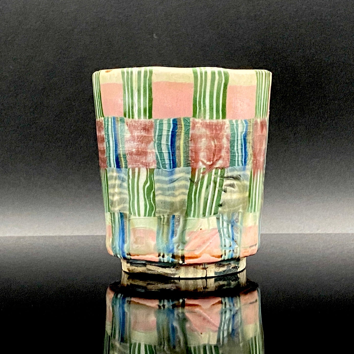 内田泰秀 晩年成熟期の傑作、失われた幻の技法「表裏貫通錦練上手」陶製ロックグラス２点セット #158