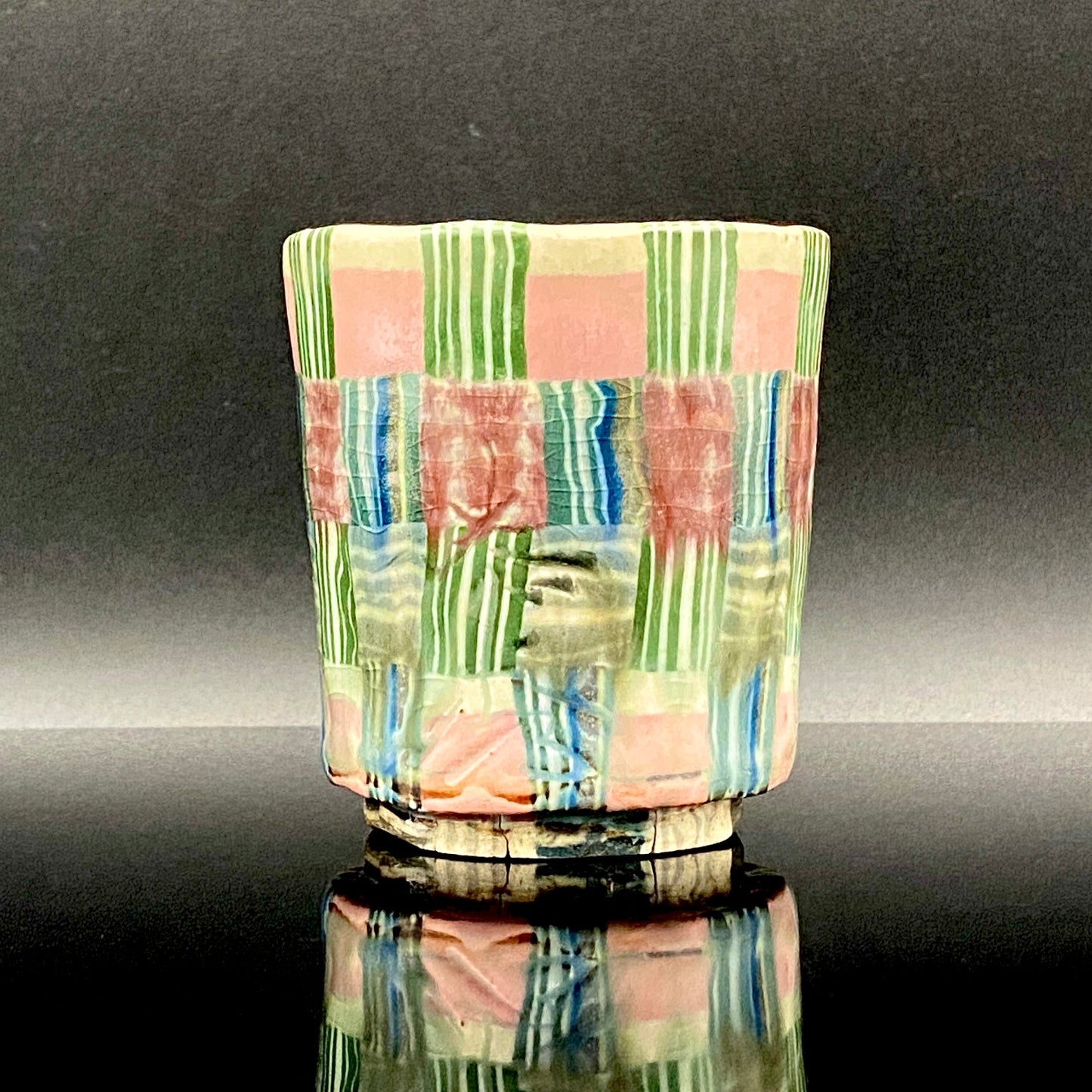 内田泰秀 晩年成熟期の傑作、失われた幻の技法「表裏貫通錦練上手」陶製ロックグラス２点セット #158