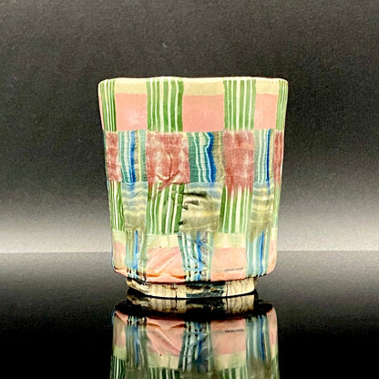 内田泰秀 晩年成熟期の傑作、失われた幻の技法「表裏貫通錦練上手」陶製ロックグラス２点セット #158