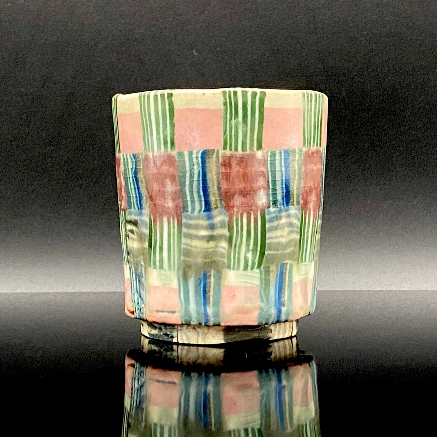 内田泰秀 晩年成熟期の傑作、失われた幻の技法「表裏貫通錦練上手」陶製ロックグラス２点セット #158