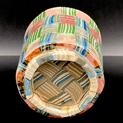 内田泰秀 晩年成熟期の傑作、失われた幻の技法「表裏貫通錦練上手」陶製ロックグラス２点セット #158