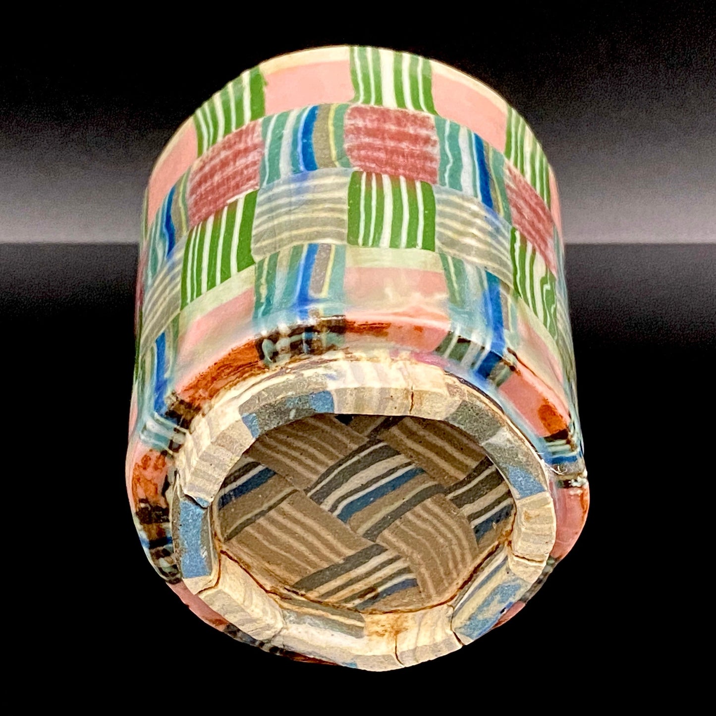 内田泰秀 晩年成熟期の傑作、失われた幻の技法「表裏貫通錦練上手」陶製ロックグラス２点セット #158