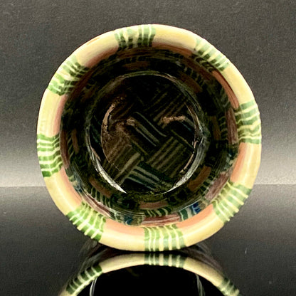 内田泰秀 晩年成熟期の傑作、失われた幻の技法「表裏貫通錦練上手」陶製ロックグラス２点セット #158