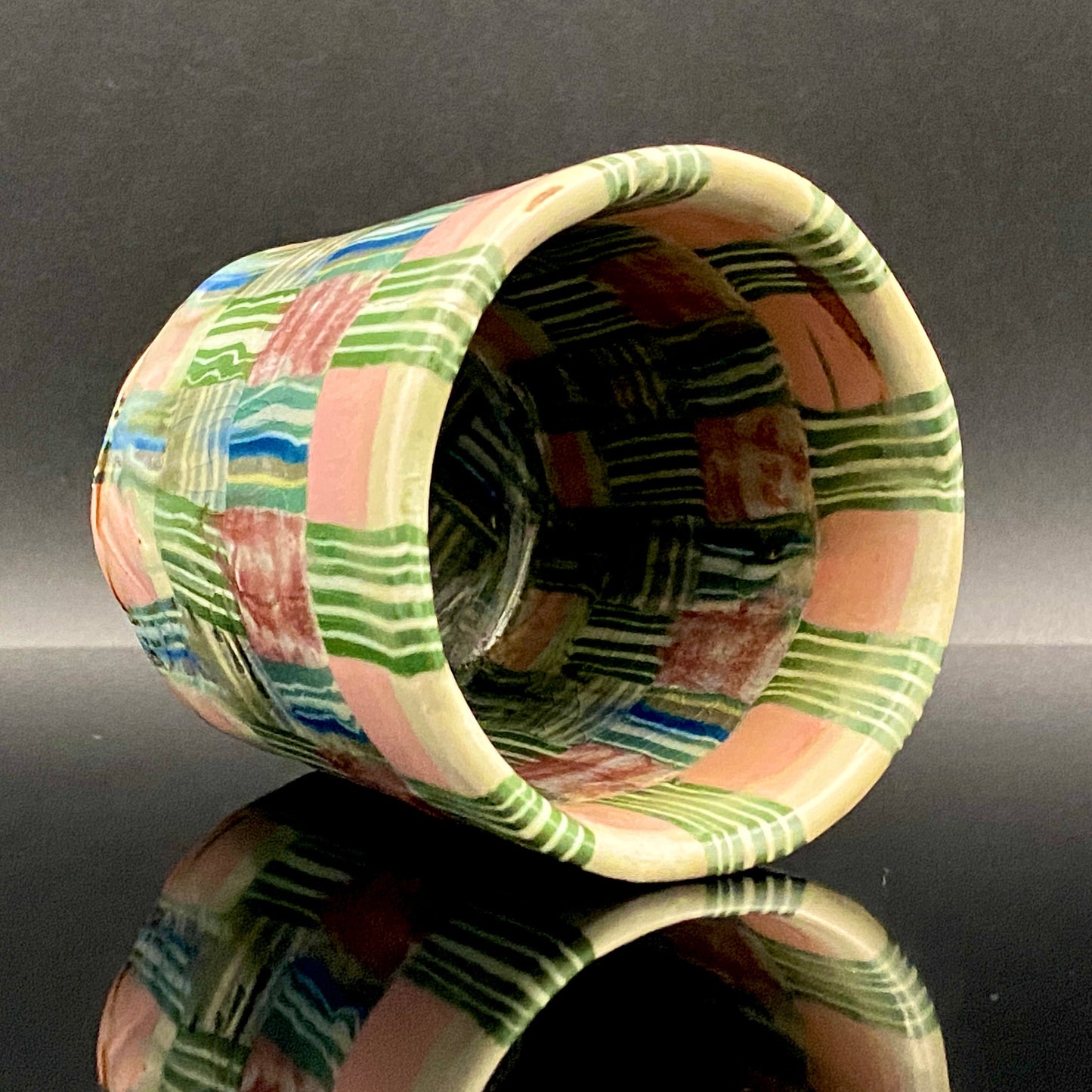 内田泰秀 晩年成熟期の傑作、失われた幻の技法「表裏貫通錦練上手」陶製ロックグラス２点セット #158