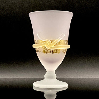 石井 康治 作 手吹き工芸硝子 金彩細工 結び文 酒杯 1点 #159