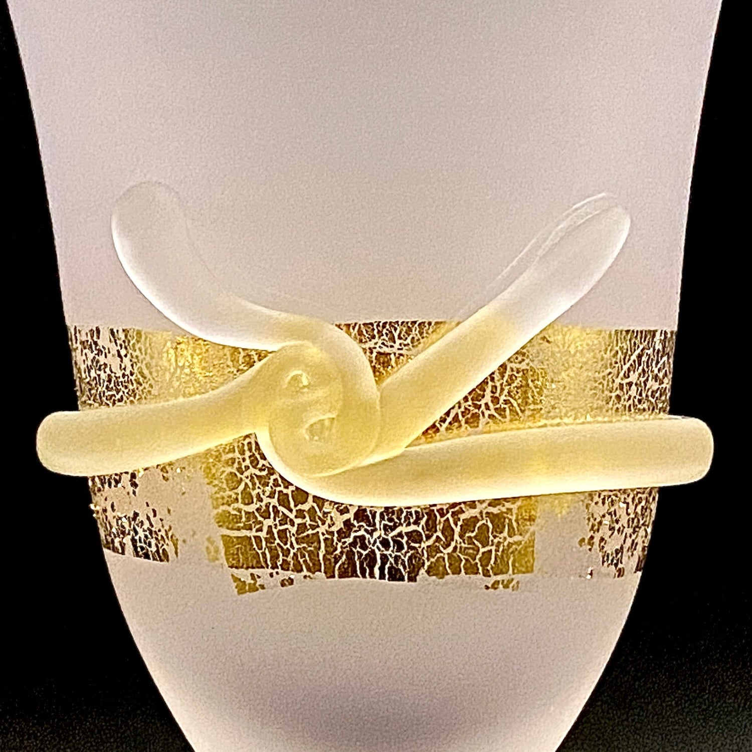 石井 康治 作 手吹き工芸硝子 金彩細工 結び文 酒杯