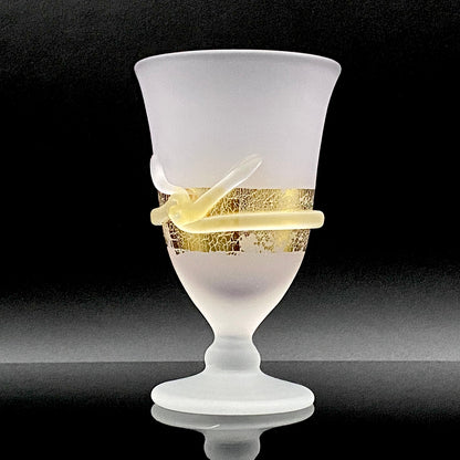 石井 康治 作 手吹き工芸硝子 金彩細工 結び文 酒杯 1点 #159