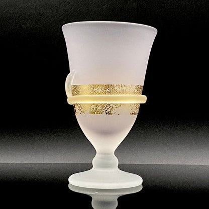 石井 康治 作 手吹き工芸硝子 金彩細工 結び文 酒杯 1点 #159