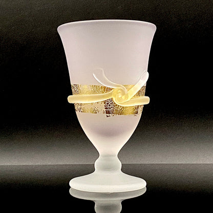 石井 康治 作 手吹き工芸硝子 金彩細工 結び文 酒杯 1点 #159