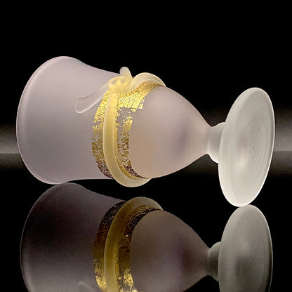 石井 康治 作 手吹き工芸硝子 金彩細工 結び文 酒杯