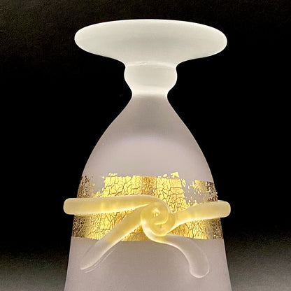 石井 康治 作 手吹き工芸硝子 金彩細工 結び文 酒杯 1点 #159