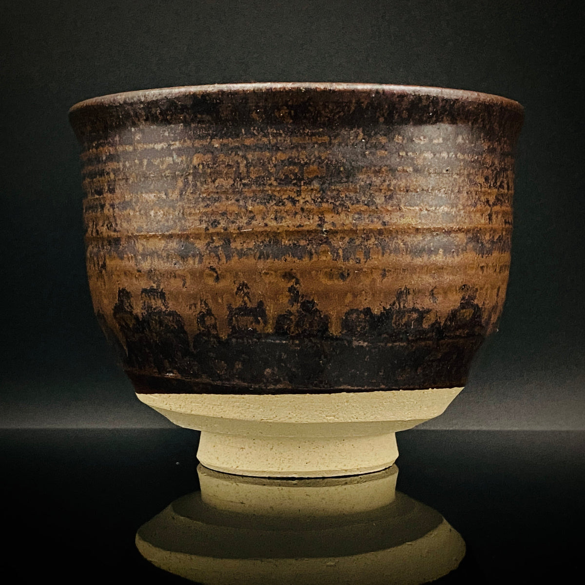 艺术保存指定作家 美国大都会艺术博物馆参展作家 二世水野寿山（Mizuno Juzan）作 铁砂釉茶碗 和风岩石杯 陈年酒用酒器 #421