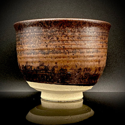艺术保存指定作家 美国大都会艺术博物馆参展作家 二世水野寿山（Mizuno Juzan）作 铁砂釉茶碗 和风岩石杯 陈年酒用酒器 #421